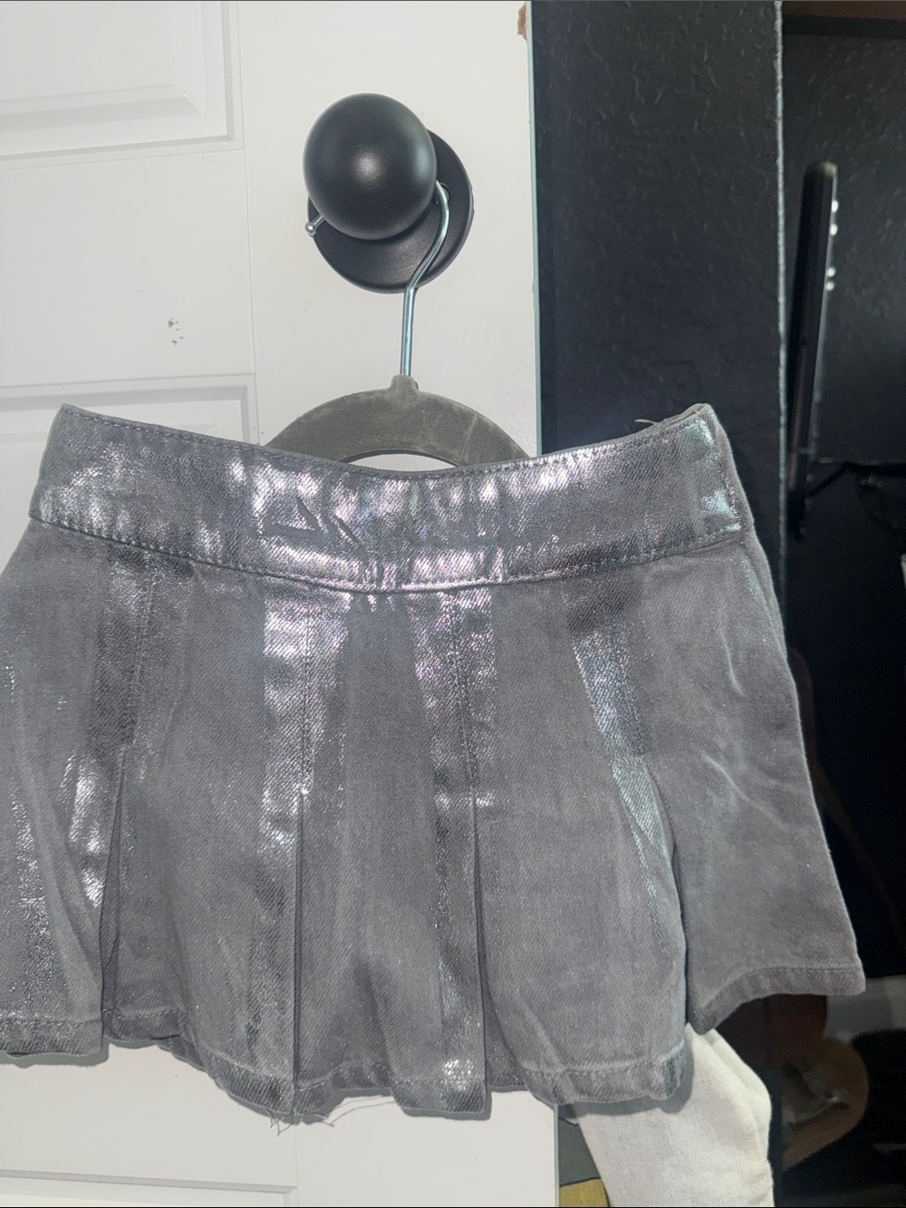 GB girls Silver Metallic Pleated Mini Skort